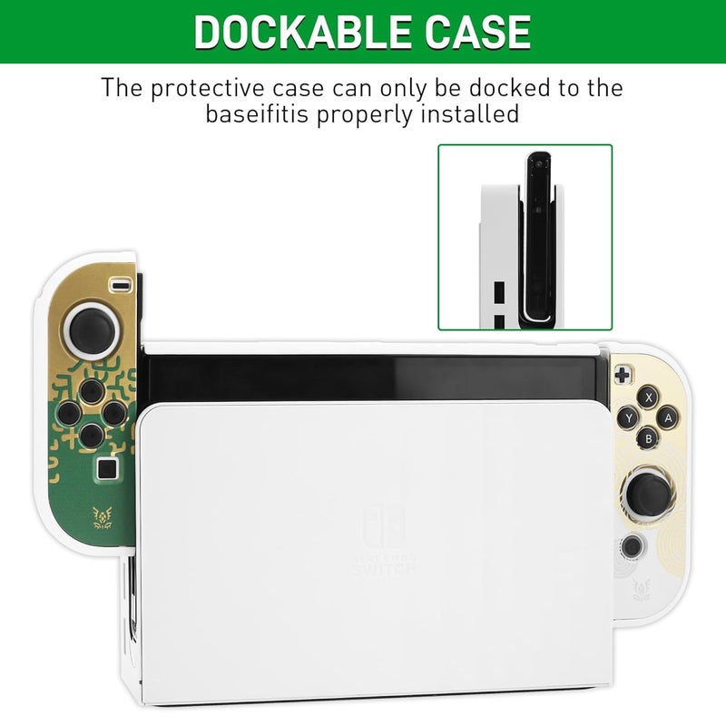 GLDRAM Theme for Zelda Protective Case Compatible with Nintendo Switch OLED, Anti-Scratch Accessories Bundle for Tears of the Kingdom with Dockable Switch OLED Skin Cover, Screen Protector & Thumb Cap - Image 4